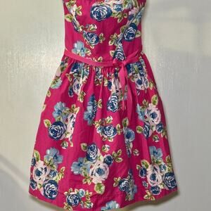 Forever 21 Pink Floral Strapless Fit & Flare Mini Dress